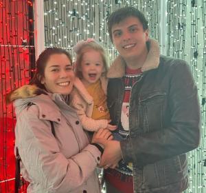 Christian Brown with wife Taylor and Daughter Maeve Brown