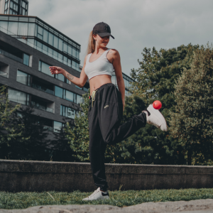 Footzyball Skill Fidget attaches to your pants for active fun play