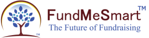 FundMeSmart logo with a dynamic open hands tree graphic representing community support around fundraising solutions