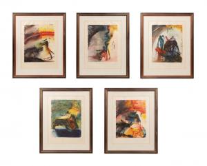 Complete set of five embossed color lithographs on paper by the Surrealist master Salvador Dali, titled Tauromachie – Bullfight II (1968), pencil signed lower right (est. $10,000-$15,000).