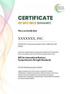 GFC-IBCS Excellent Certificate