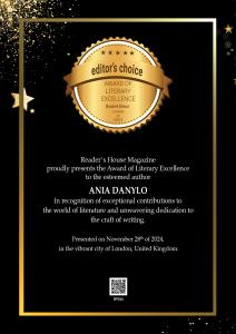 Reader’s House  presented the Award of Literary Excellence  to the esteemed author  Ania Danylo