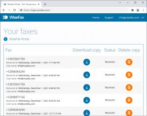 WiseFax: Secure Central Storage of Received Company Faxes.