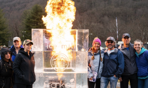 Fire tower produced by Ice Mill Ice Sculptures of Asheville North Carolina.