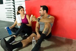 Man eating healthy after working out