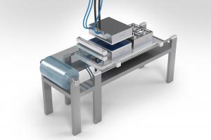 The cera2heat themoforming system is seen on a packaging machine. The system can heat the platic film with individual heat pixels so that certain areas can be heated to a specified temperature