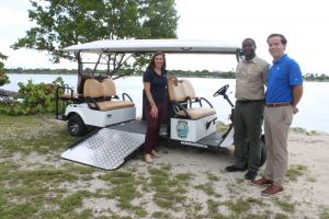 The Florida State Parks Foundation and Florida Power & Light teamed up to provide an accessible electric tram to Big Lagoon and Oleta River state parks.