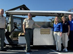 The Florida State Parks Foundation and Florida Power & Light teamed up to provide an accessible electric tram to Big Lagoon and Oleta River state parks.