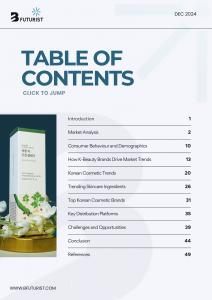 K-Beauty White Paper Table of Contents