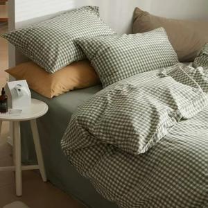 VansilkHome Sage Green Gingham Bedding Set