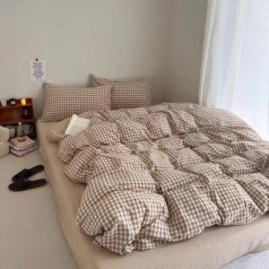 VansilkHome Beige Gingham Bedding Set