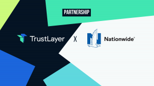 A stylized image containing the TrustLayer and Nationwide logos and the word Partnership.