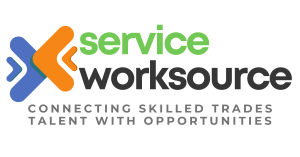 Service WorkSource Logo - with orange and blue bubble mark