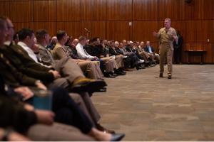 During his address at the Naval Postgraduate School, U.S. Navy Adm. Samuel J. Paparo, commander, U.S. Indo-Pacific Command (INDOPACOM) highlighted challenges and the role of education and research to drive innovative solutions.