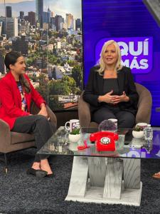 Hazel Ortega visiting Aquí Nomás TV Show in México City 