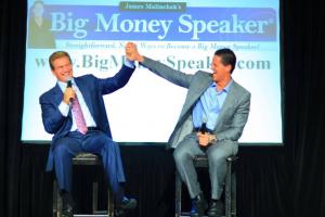 Joe Theismann & James On Stage (Hand Clasp)