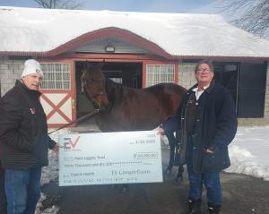 Stallion Consultant Rich Decker, Early Voting and Dr Paddy O’Casaigh at Taylor Made Farms, Kentucky.