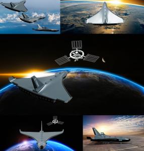 This image shows the Titans Spaceplane and the Titans OrbitalPort Space Station in Low-Earth Orbit.