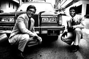 Gov. Pete du Pont shows off is No. 1 license plate with Ron Gaines in 1981. Kirk McKoy, The News Journal