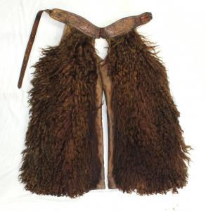 This year’s show will feature a large assortment of cowboy and Indian artifacts, to include items like this incredible pair of Hamley angora batwing chaps.