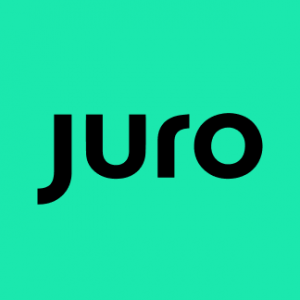 Juro's Logo, black writing on a green background