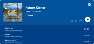 Spotify Playlist UI with Dr. Robert A. Kloner's Music