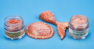 mermaid and beach decorations with edible glitter