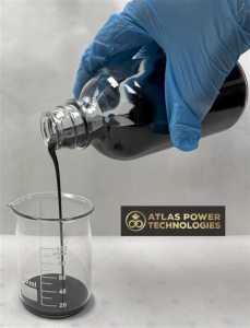 Image of Atlas Power Technologies' NMP-free LFP slurry showcasing its smooth and uniform consistency. This water-based formulation provides a sustainable alternative to conventional solvent-based slurries and allows for battery electrodes with customizabl