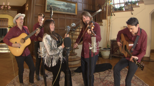 The band performing one of the songs from this immersive video.
