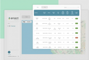 The Enact Asset Management Platform's fleetview feature, which enables solar installers to monitor their customers' solar and energy storage systems at a glance.