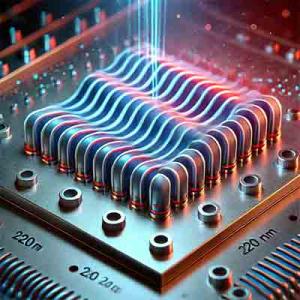 integrated photonic device on a silicon-on-insulator (SOI) wafer.