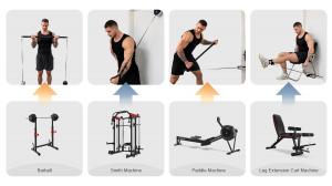 Various workouts provided by Tousains portable workout machine: Hivegym