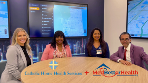 Dr. Erik Ilyayev, CEO of MedBetterHealth.org, alongside Katherine Ziadie, Executive Vice President of Business Development, Catholic Health Services, Carol Hylton, Executive Director, Catholic Home Health Services and Nicole Tejada, Account Executive CHHS