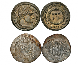 Examples of the Constantine 1 portrait coin and the Tabaristan Hemidrachm for Eighth Era from NGC