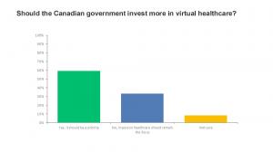 A visual representation of public opinion on government investment in virtual healthcare, showing support for increased funding