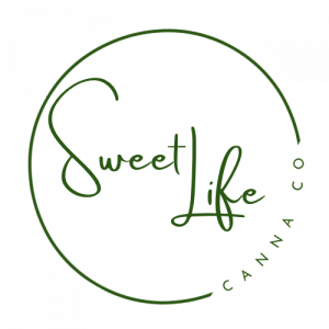 Sweet Life Canna Co Logo  - Circle with Sweet Life in script and Canna Co in small print on a break in the circle