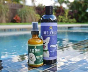 Replenish CBD Dog Shampoo and Restore CBD Groom Spray, Natural CBD grooming products for dogs