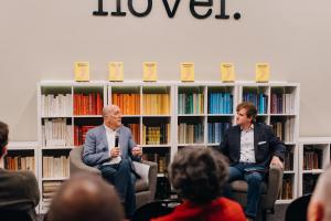 John Daniel speaking at a book signing event at Novel in Memphis