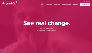 Home page of website for Argon & Co