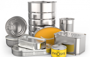 Eviosys metal packaging cans laid out