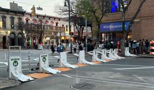 SXSW Street Closure with Meridian Barriers Across the Intersection