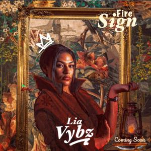 Official cover art for Fire Sign by Lia Vybz, featuring a regal portrait surrounded by floral and golden vintage elements.