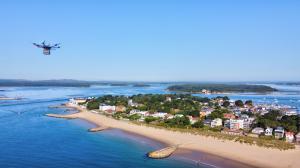 Scattering ashes by drone aerial ashes at sandbanks