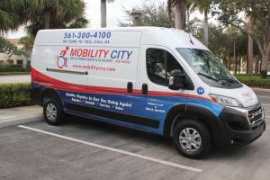 Photo of Mobility City Technicians arrive in branded vansfor repairs and deliveries