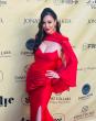 Tess Mann Atelier's Dragonfire Red Persephone Gown Dazzles on The Red Carpet