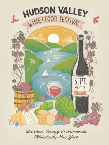 2025 Wine & Food Festival Poster by local Hudson Valley Artist Kaitlin Van Pelt