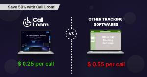 Call Loom vs other call tracking software price comparison showing Call Loom at $0.25 per call and others at $0.55.