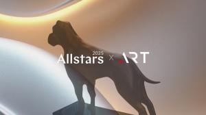 A statue of a Bullhound with the 2025 Allstars and .ART Registry logos