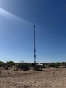 Skylark Labs Scout Mk II tower with Pierce Aerospace’s YR1 Remote ID Sensor and visual sensors was deployed to Mexico. The tower stands at 100 feet and is actively detecting and tracking UAS along the Mexico-US border.