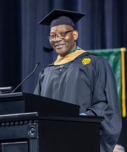 Ellis Cropper financial education advocacy presentation at graduation ceremony